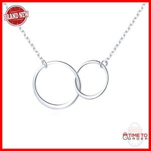 Sterling Silver Infinity Circle Pendant Necklace with Rolo Chain 20 Inches